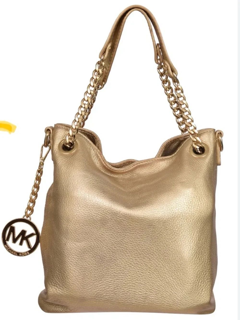 Michael Kors Gold Leather Chain-Handle Shoulder Bag